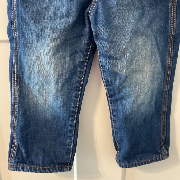 OshKosh B'gosh fleece lined pant overalls with adorable little red bow EUC 3T - Picture 8 of 14